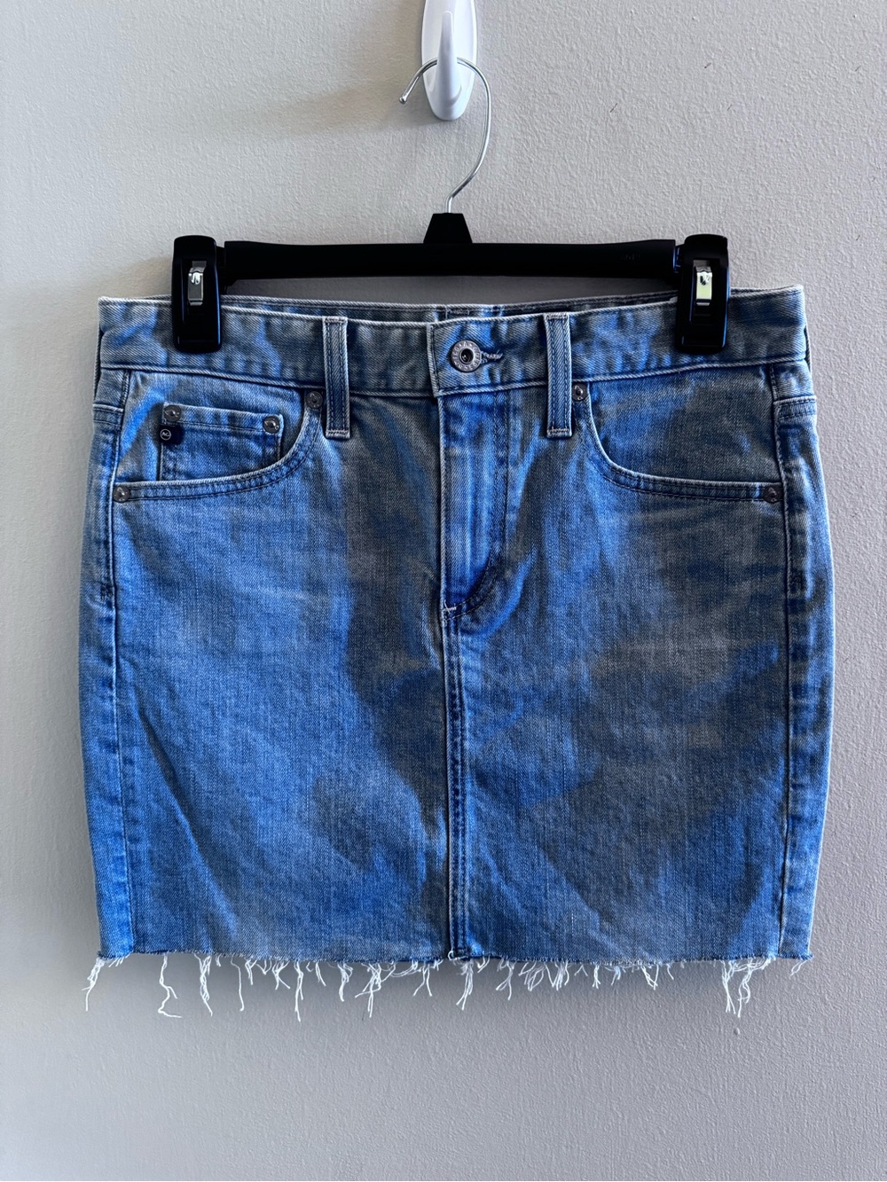 AG Adriano Goldschmied The Sandy Denim Mini Skirt Size 27 Raw Hem